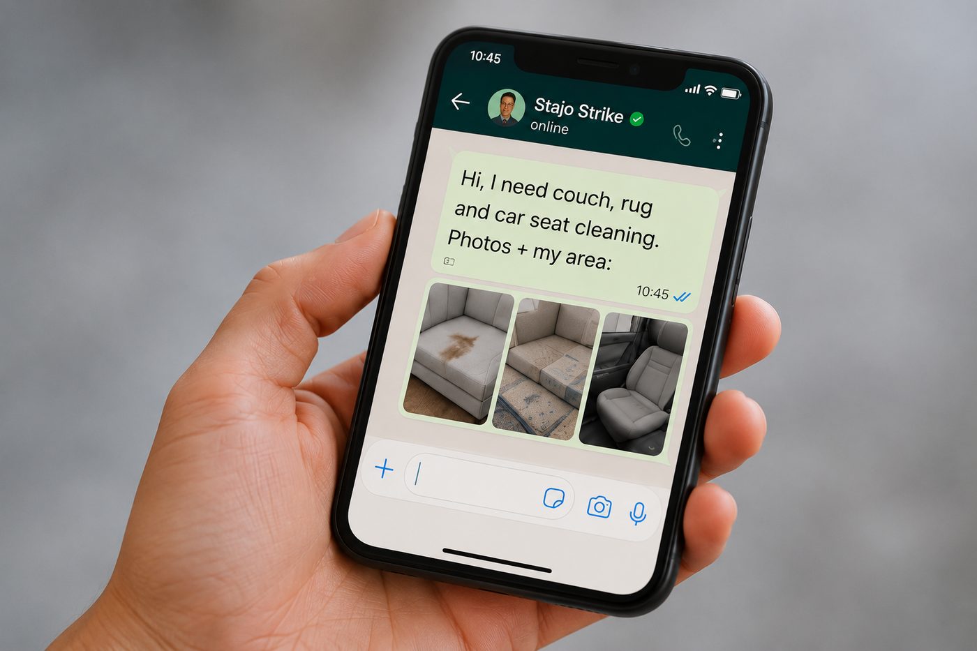 Send photos on WhatsApp for an exact quote